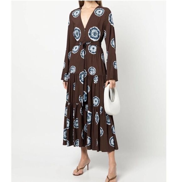 NEW Alexis Shannon Maxi Dress Brown Bell Sleeves Size XS - Picture 2 of 13
